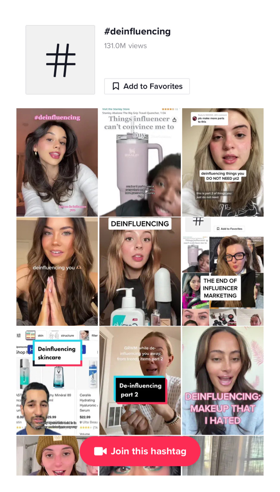 Deinfluencing TikTok trend.