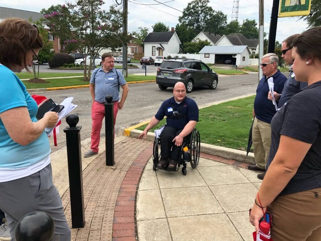 community members conducting a walk audit