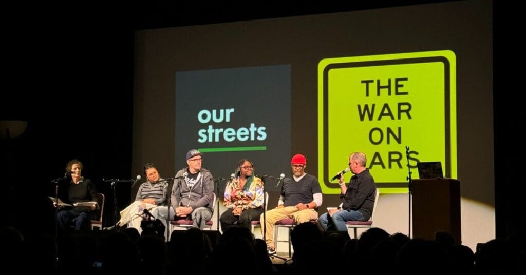 A photo from The War on Cars live show in Minneapolis in April