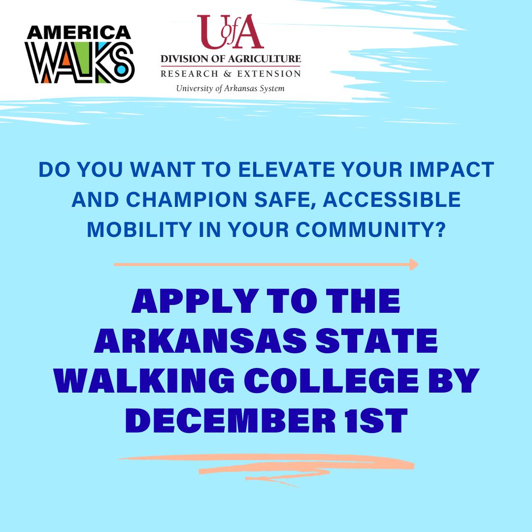 blue graphic promoting applying for the arkansas state walking college