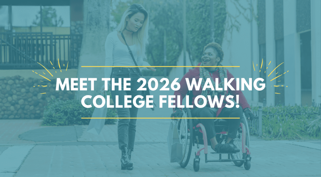 Meet the 2026 walking college fellows over a photo of two people crossing a street