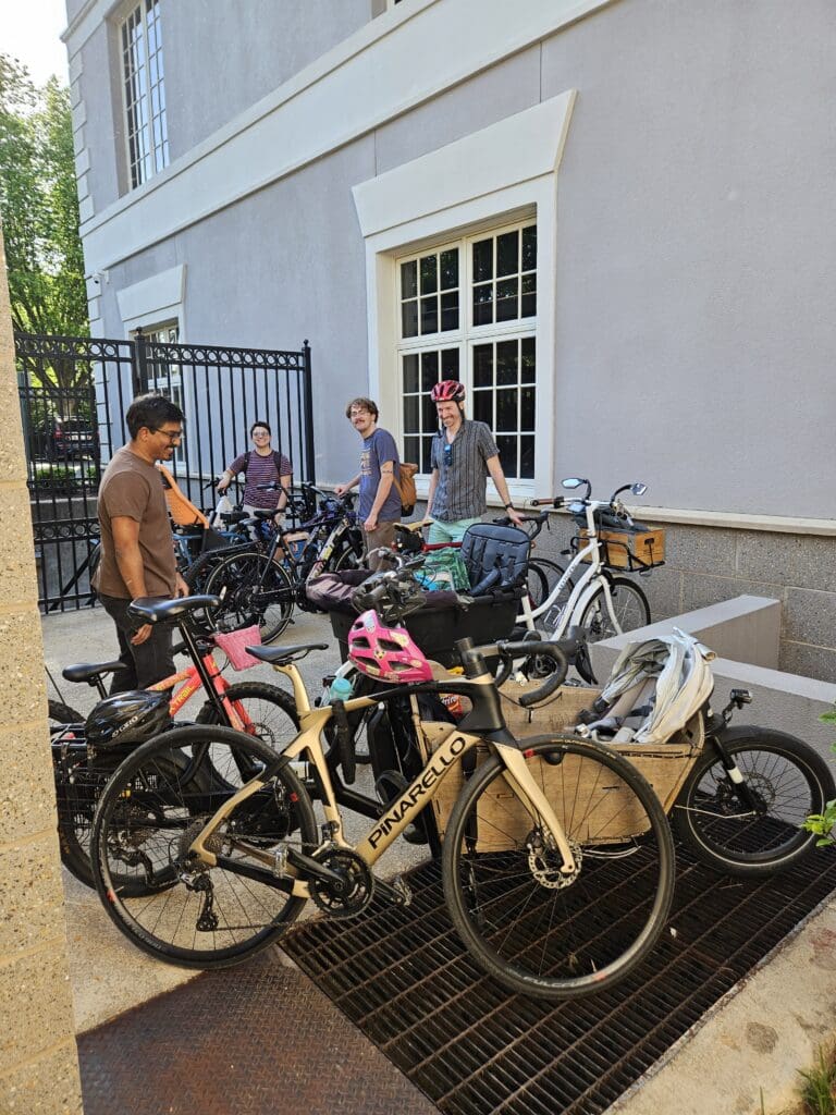 community members filled the bike racks with their bikes outside 
